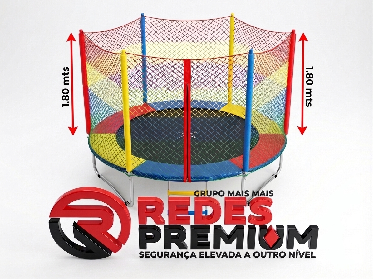Rede Slim 1.80 de altura malha 5 ou 10 para Cama Elástica